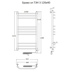 Электрический полотенцесушитель Тругор Браво 3 элТЭН 120x40 Хром