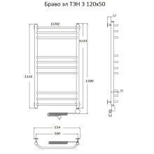 Электрический полотенцесушитель Тругор Браво 3 элТЭН 120x50 Хром