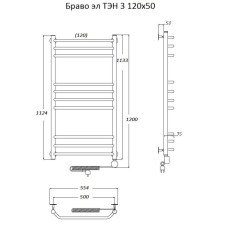 Электрический полотенцесушитель Тругор Браво 3 элТЭН 120x50 Хром