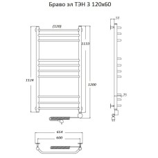 Электрический полотенцесушитель Тругор Браво 3 элТЭН 120x60 Хром