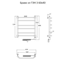 Электрический полотенцесушитель Тругор Браво 3 элТЭН 60x40 Хром