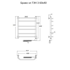 Электрический полотенцесушитель Тругор Браво 3 элТЭН 60x40 Хром