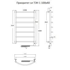 Электрический полотенцесушитель Тругор Приоритет 1 элТЭН 100x40 Хром