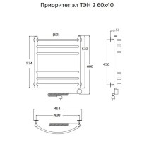 Электрический полотенцесушитель Тругор Приоритет 2 элТЭН 60x40 Хром