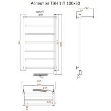 Электрический полотенцесушитель Тругор Аспект 1 элТЭН 100x50 с полкой Хром