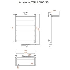 Электрический полотенцесушитель Тругор Аспект 1 элТЭН 80x50 с полкой Хром