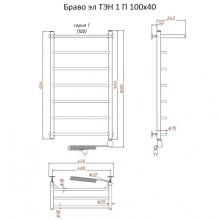 Электрический полотенцесушитель Тругор Браво 1 элТЭН 100x40 с полкой Хром