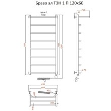 Электрический полотенцесушитель Тругор Браво 1 элТЭН 120x60 с полкой Хром