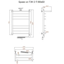 Электрический полотенцесушитель Тругор Браво 2 элТЭН 80x60 с полкой Хром