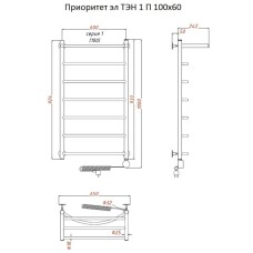 Электрический полотенцесушитель Тругор Приоритет 1 элТЭН 100x60 с полкой Хром