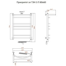 Электрический полотенцесушитель Тругор Приоритет 3 элТЭН 80x60 с полкой Хром