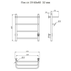 Электрический полотенцесушитель Тругор ПЭК 19 СП 60x40 Хром