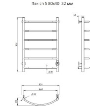 Электрический полотенцесушитель Тругор ПЭК 5 СП 80x40 Хром