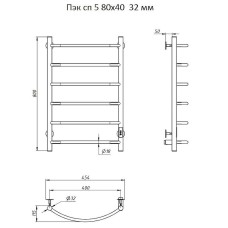 Электрический полотенцесушитель Тругор ПЭК 5 СП 80x40 Хром