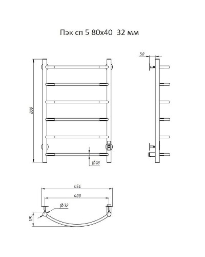 Электрический полотенцесушитель Тругор ПЭК 5 СП 80x40 Хром