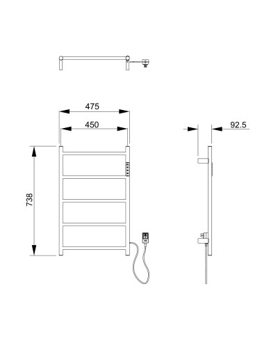Полотенцесушитель электрический WONZON & WOGHAND, Темный графит (WW-AL405-GM)