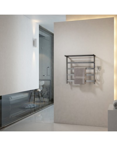 Полотенцесушитель электрический с полкой WONZON & WOGHAND, Темный графит (WW-A402-GM)