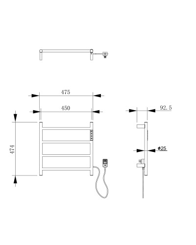 Полотенцесушитель электрический WONZON & WOGHAND, Брашированный никель (WW-AL404-BR)
