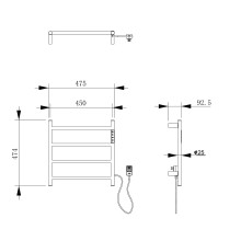 Полотенцесушитель электрический WONZON & WOGHAND, Темный графит (WW-AL404-GM)