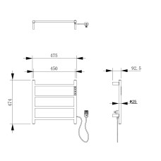 Полотенцесушитель электрический WONZON & WOGHAND, Темный графит (WW-AL404-GM)