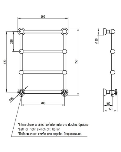 Электрический полотенцесушитель Migliore Colosseum 75x56 L 20280 Золото