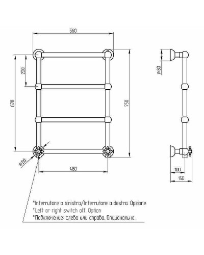 Электрический полотенцесушитель Migliore Colosseum 75х56 R 20278 Бронза