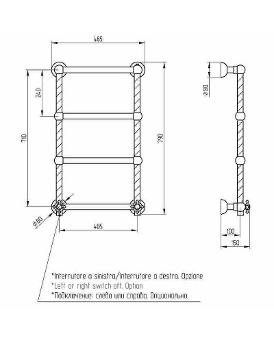 Электрический полотенцесушитель Migliore Edera 79х49 R 20293 Бронза