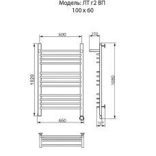 Электрический полотенцесушитель Ника Trapezium ЛТ (Г2) ВП 100/60 с полкой Хром