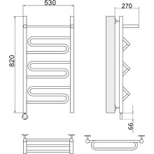 Электрический полотенцесушитель Ника Curve ЛZ ВП 80/50 с полкой Хром