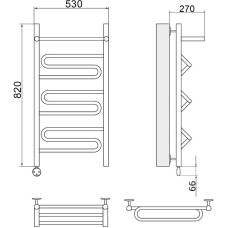 Электрический полотенцесушитель Ника Curve ЛZ ВП 80/50 с полкой Хром