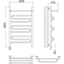 Электрический полотенцесушитель Ника Curve ЛZ ВП 80/60 с полкой Хром