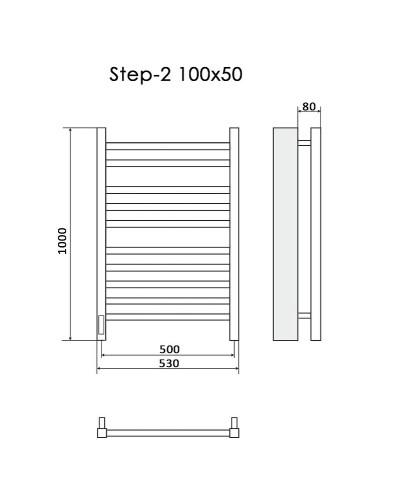 Электрический полотенцесушитель Ника Step-2 100/50 Черный матовый