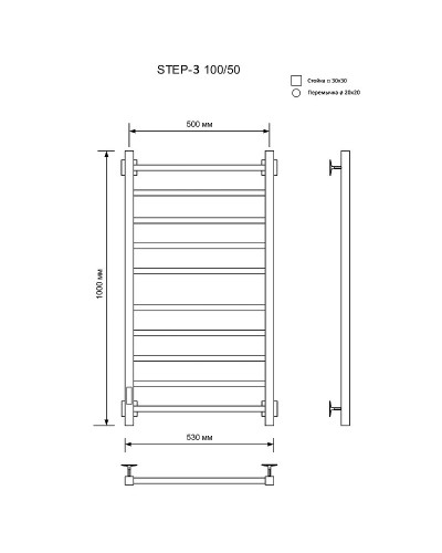 Электрический полотенцесушитель Ника Step-3 100/50 Черный матовый