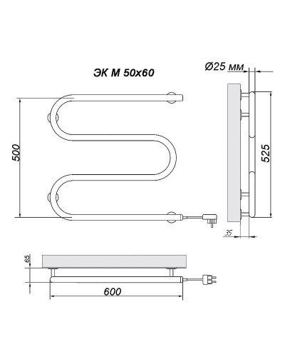 Электрический полотенцесушитель Ника Simple М-обр. 50/60 Хром