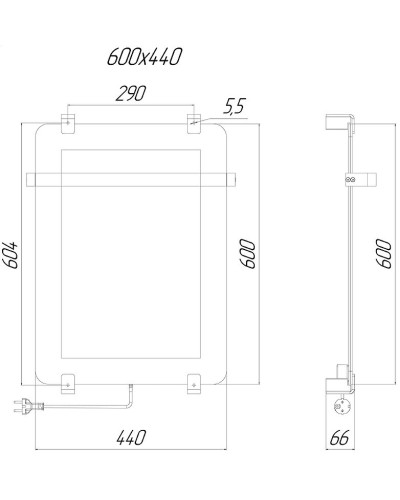 Электрический полотенцесушитель Allen Brau Infinity 44x60 8.21000.GL зеркальный