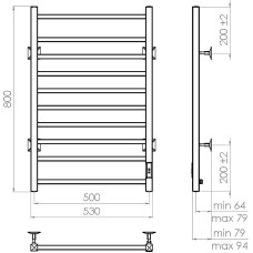 Электрический полотенцесушитель Vincea 50х80 VTD-1LWE Белый матовый