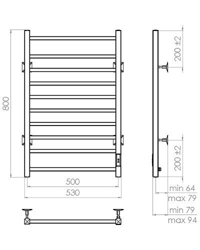 Электрический полотенцесушитель Vincea 50х80 VTD-1LWE Белый матовый