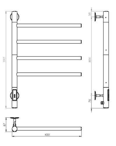 Электрический полотенцесушитель Vincea 43х60 VTD-1S1CE Хром