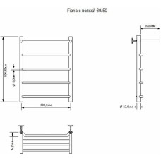 Электрический полотенцесушитель Aquanet Fiona 60х50 R 281998 с полкой Хром