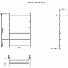 Электрический полотенцесушитель Aquanet Fiona 80х50 R 281999 с полкой Хром