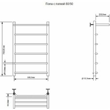 Электрический полотенцесушитель Aquanet Fiona 80х50 R 281999 с полкой Хром