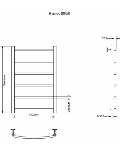 Электрический полотенцесушитель Aquanet Romeo 80х50 R 281987 Хром