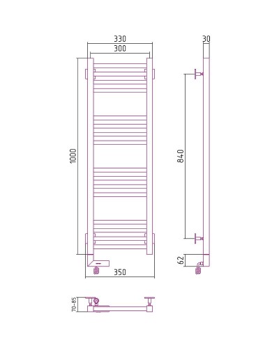 Электрический полотенцесушитель Сунержа Модус 2.0 1000x300 L 00-5600-1030 Хром