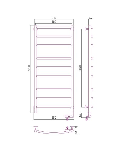 Электрический полотенцесушитель Сунержа Галант 2.0 1200x500 R 00-5201-1250 Хром
