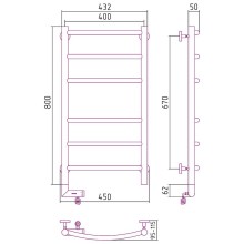 Электрический полотенцесушитель Сунержа Галант 2.0 800x400 L 00-5200-8040 Хром