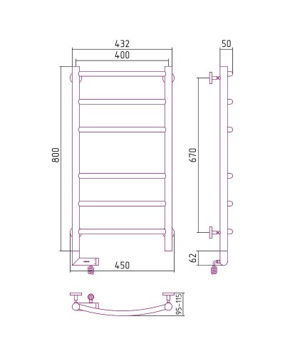 Электрический полотенцесушитель Сунержа Галант 2.0 800x400 L 00-5200-8040 Хром