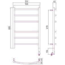 Электрический полотенцесушитель Сунержа Галант 800x500 R 31-5401-8050 Черный матовый