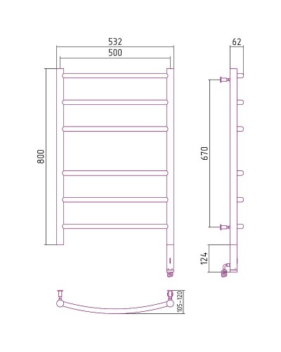 Электрический полотенцесушитель Сунержа Галант 800x500 R 31-5401-8050 Черный матовый