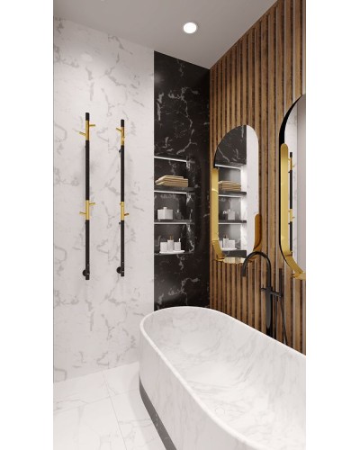 Электрический полотенцесушитель Vincea 15х140 VTD-1DB1E Черный матовый Золото