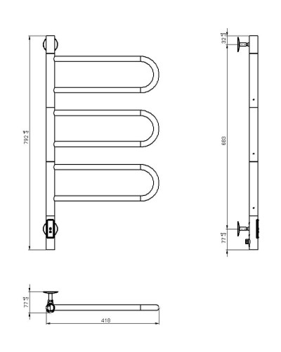 Электрический полотенцесушитель Vincea 44х80 VTD-1R2CE Хром